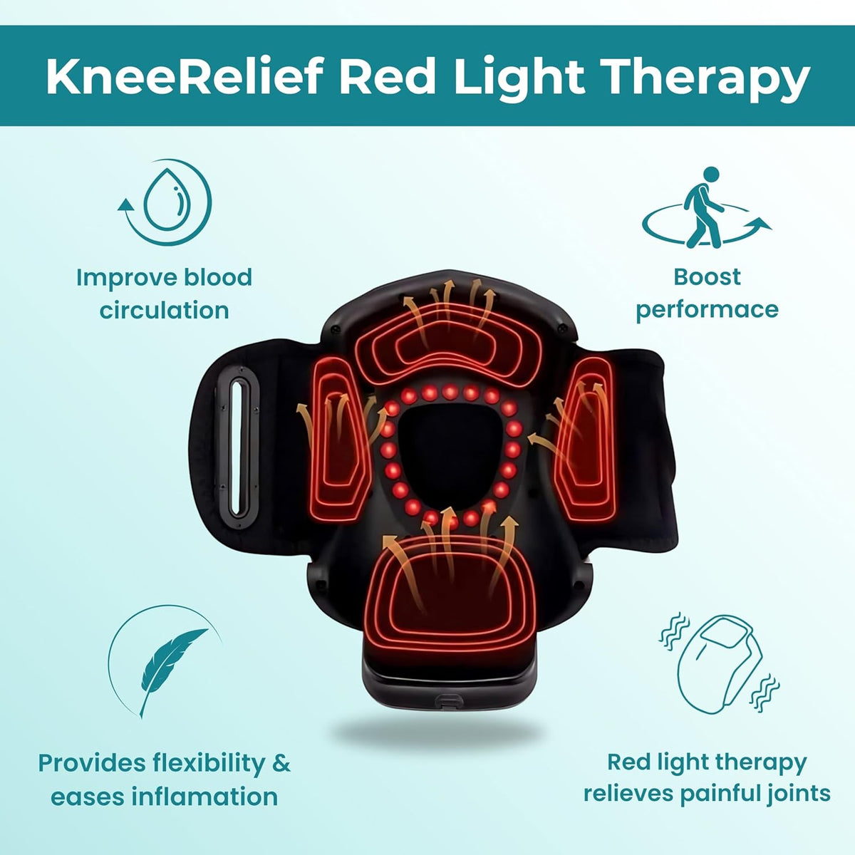 Knee Massager with Heat & Dual Red Light Therapy - Adjustable Cordless Wrap