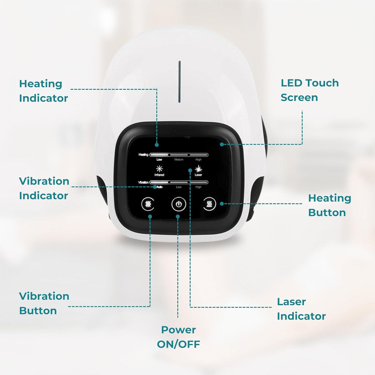 Knee Massager with Heat & Dual Red Light Therapy - Adjustable Cordless Wrap