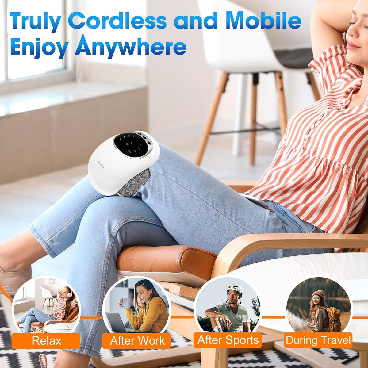 4-in-1 Smart Knee Massager with Heat, Vibration & Red Light Therapy - Cordless