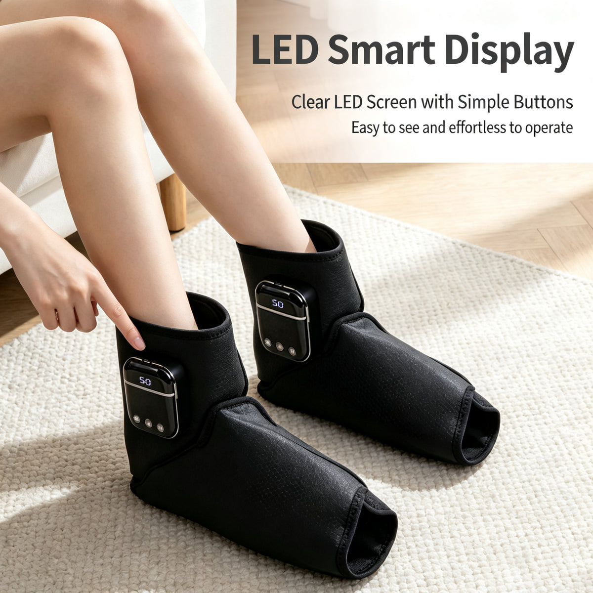 Cordless Air Compression Foot & Ankle Massager with Heat - Circulation Relief Boots