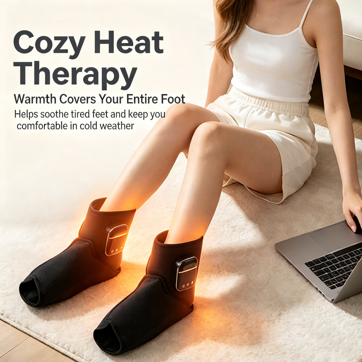 Cordless Air Compression Foot & Ankle Massager with Heat - Circulation Relief Boots