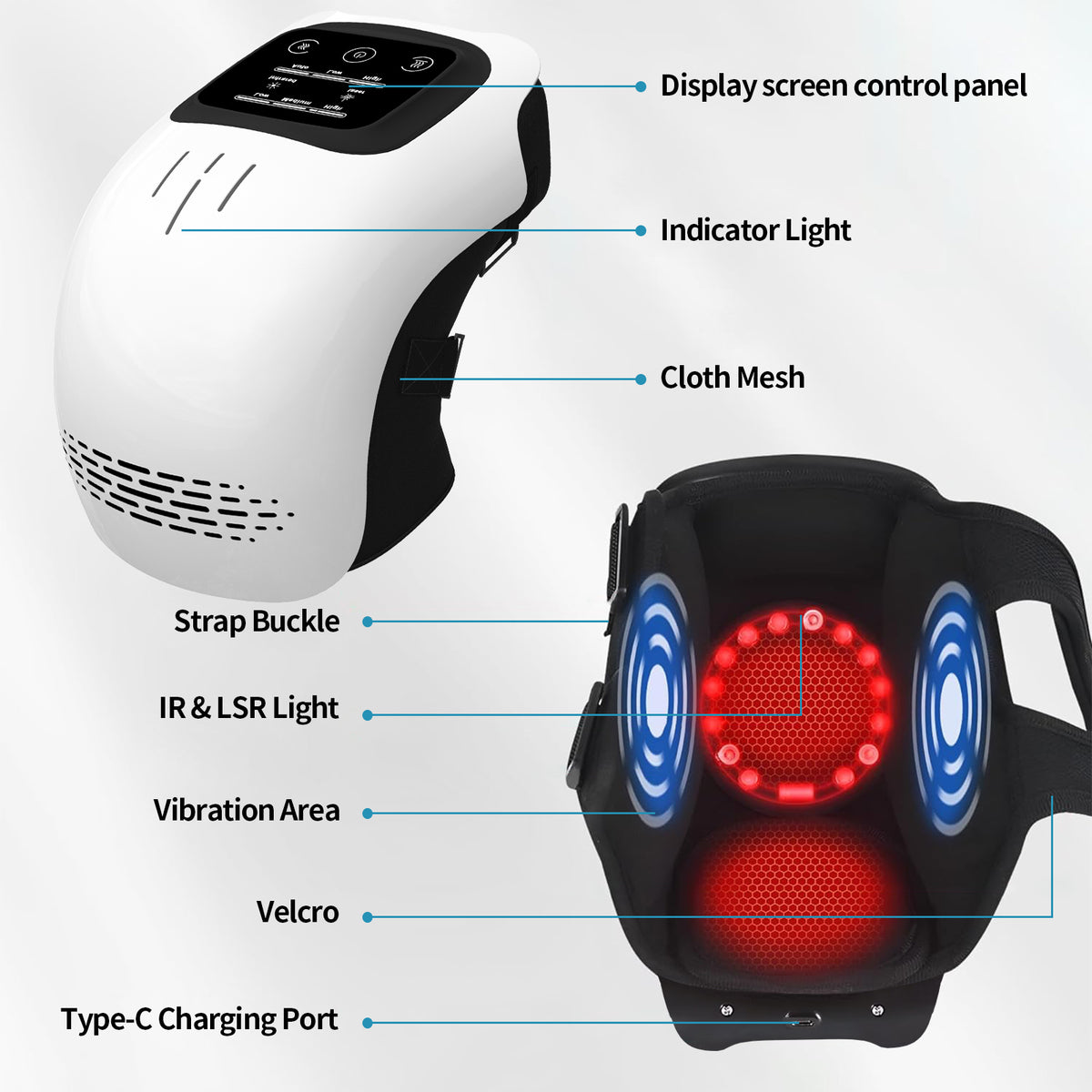 Kneading Heated Knee Massager - Rechargeable Infrared & Vibration Knee Therapy
