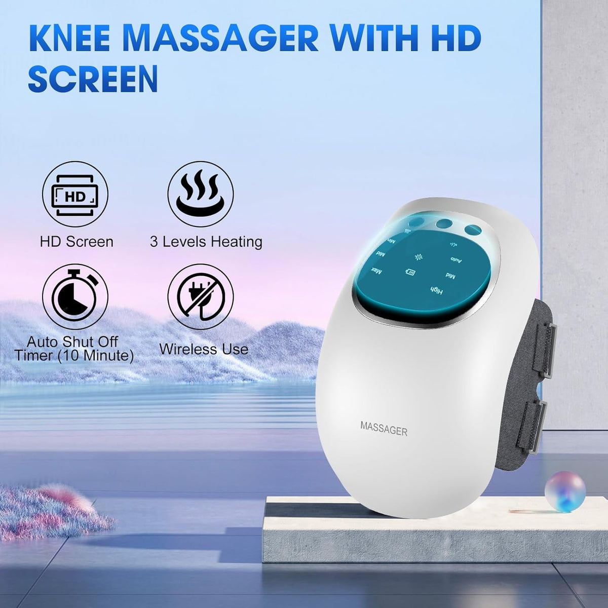 4-in-1 Smart Knee Massager with Heat, Vibration & Red Light Therapy - Cordless