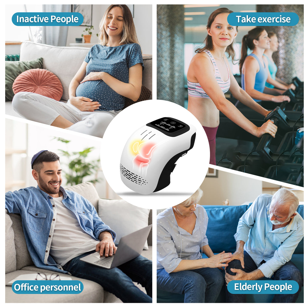 Kneading Heated Knee Massager - Rechargeable Infrared & Vibration Knee Therapy