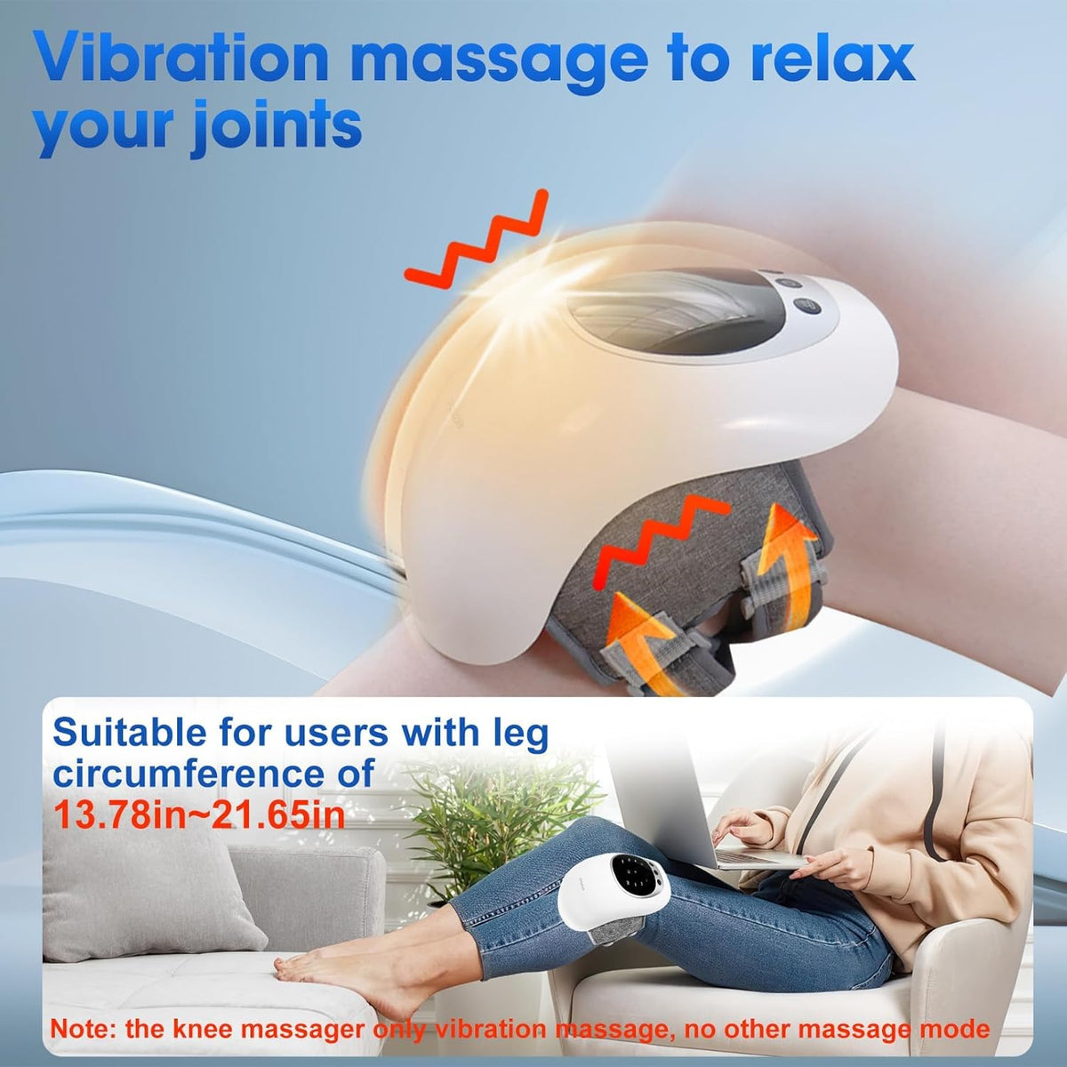 4-in-1 Smart Knee Massager with Heat, Vibration & Red Light Therapy - Cordless