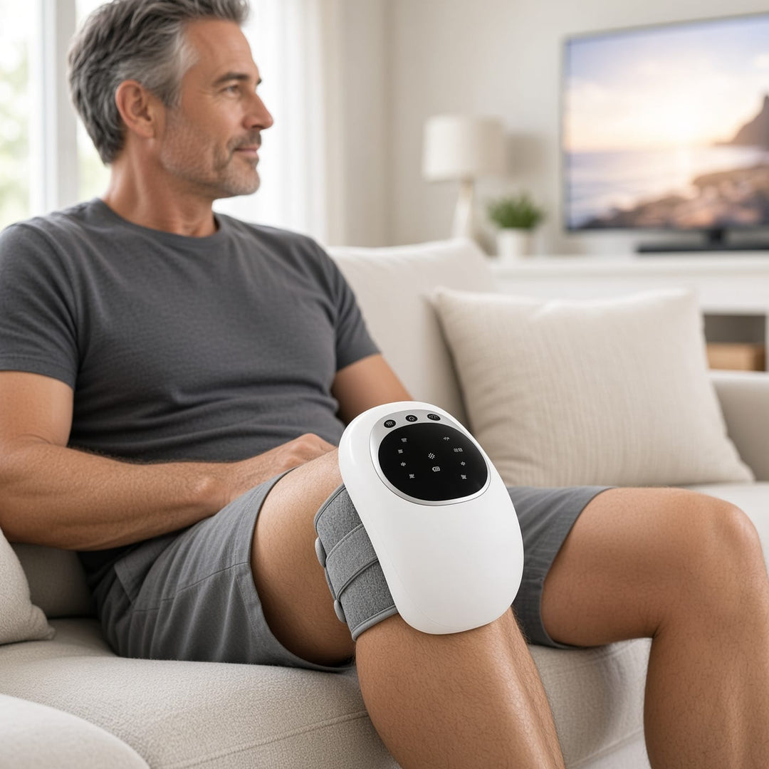 4-in-1 Smart Knee Massager with Heat, Vibration & Red Light Therapy - Cordless