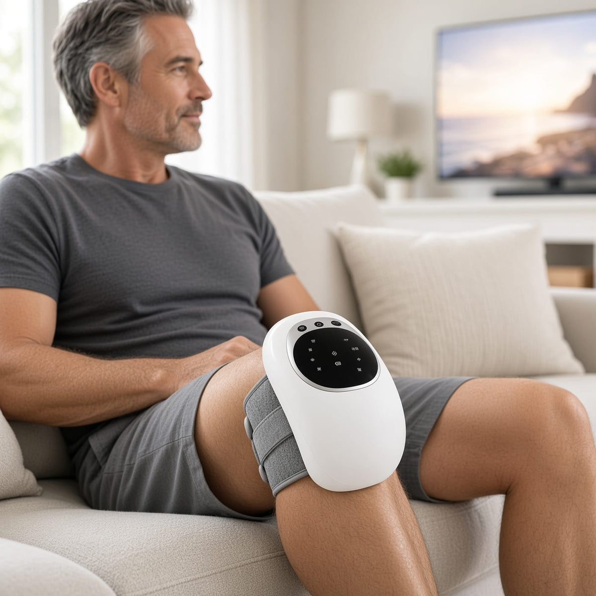 4-in-1 Smart Knee Massager with Heat, Vibration & Red Light Therapy - Cordless