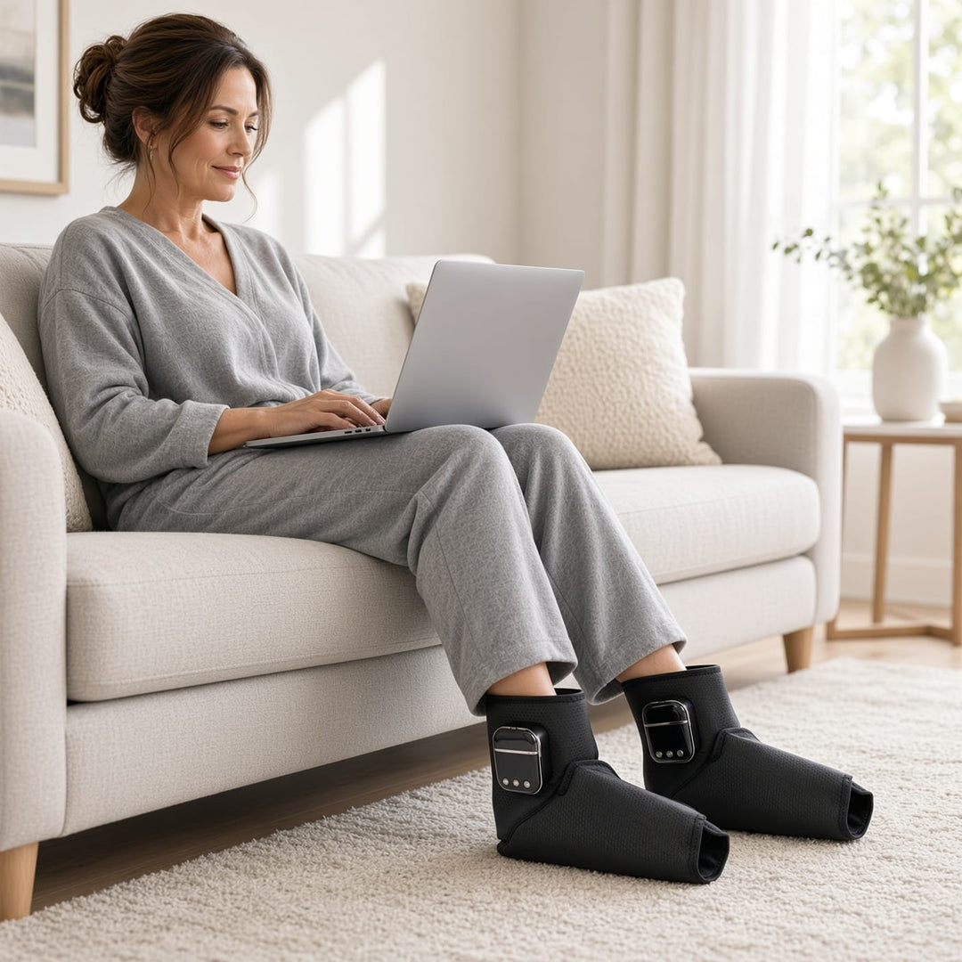Cordless Air Compression Foot & Ankle Massager with Heat - Circulation Relief Boots