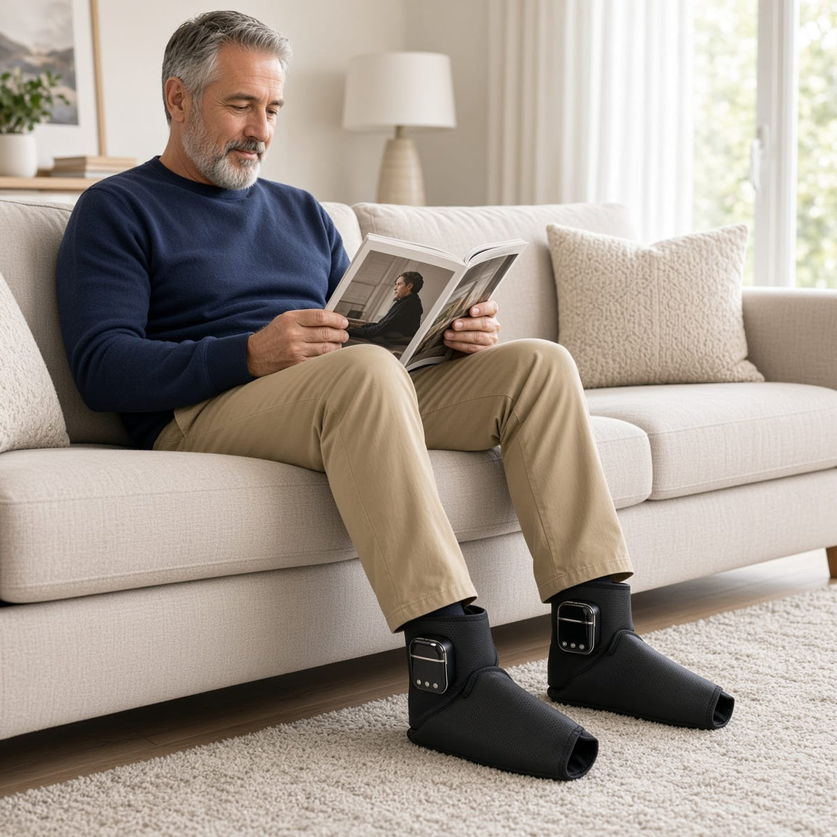 Cordless Air Compression Foot & Ankle Massager with Heat - Circulation Relief Boots