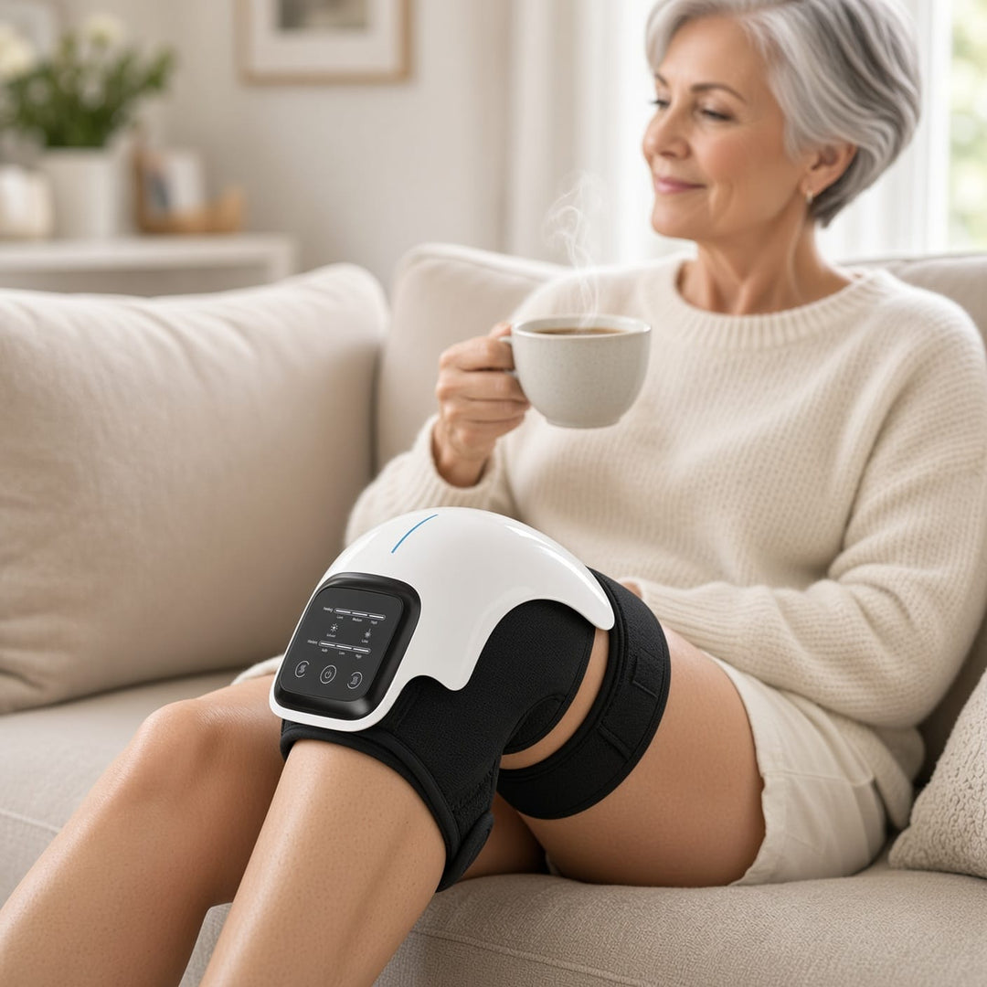 Knee Massager with Heat & Dual Red Light Therapy - Adjustable Cordless Wrap