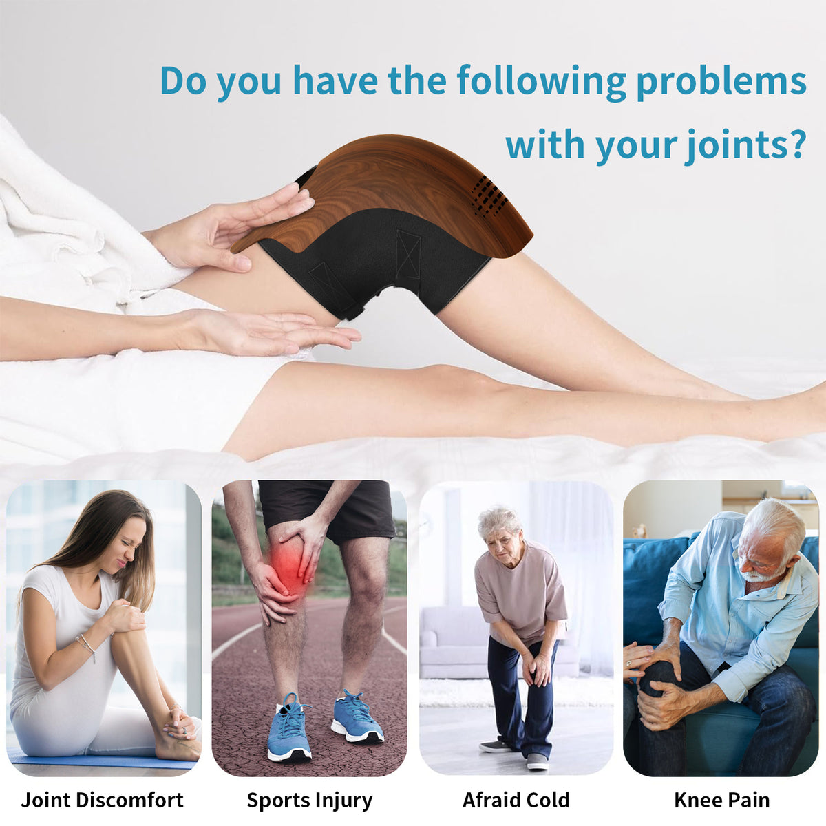 Kneading Heated Knee Massager - Rechargeable Infrared & Vibration Knee Therapy