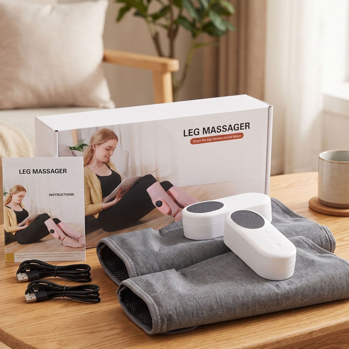 Air Compression Leg & Calf Massager with Heat - Circulation & Muscle Relief Wraps